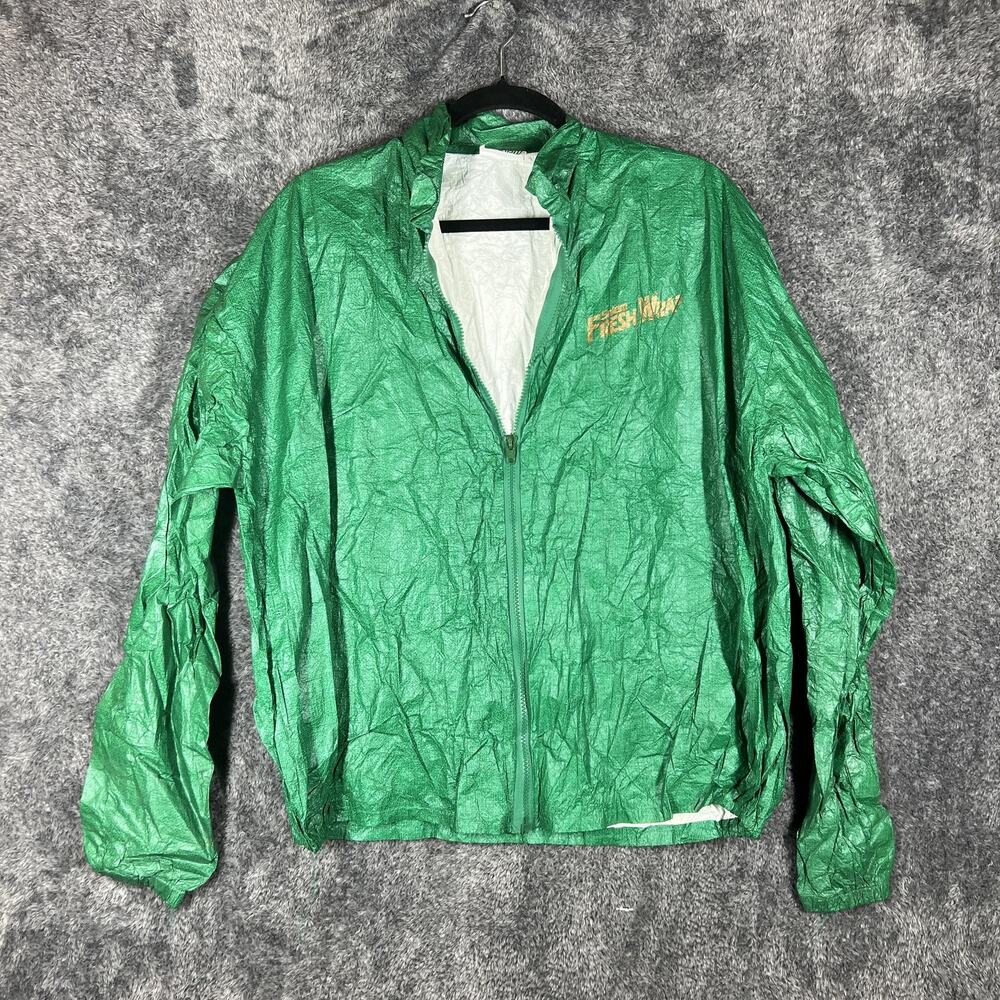 Vintage Salem Jacket Mens XL Green Tyvek Windbreaker Fresh Wrap Advertising 90s